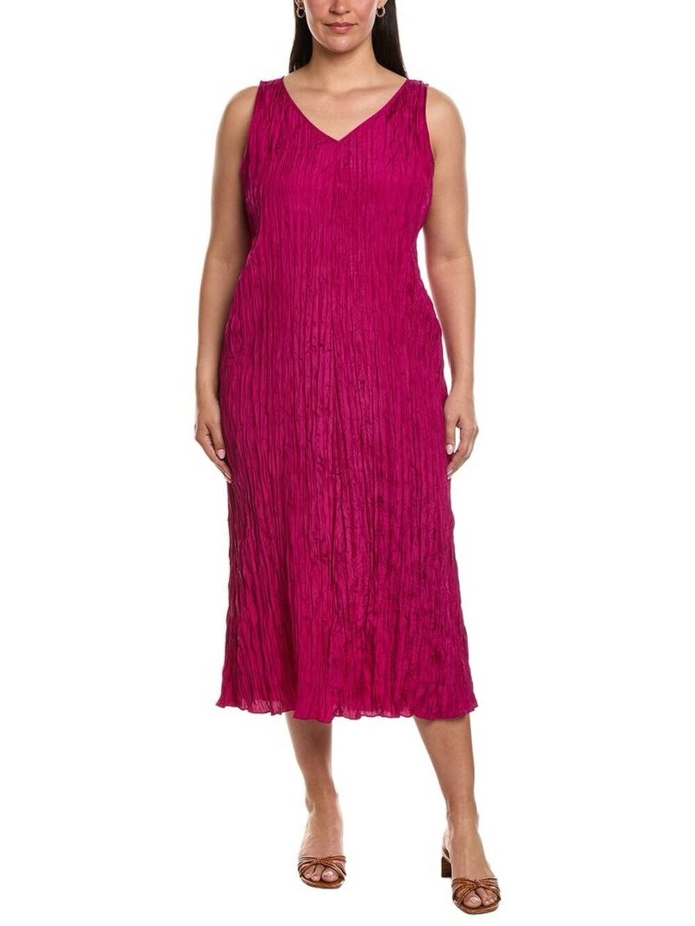 Eileen Fisher Pleated Silk Midi Dress NEW XL